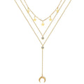 Star Moon Charm Necklace Layering Chain Choker for Women Stainless Steel Y Necklace