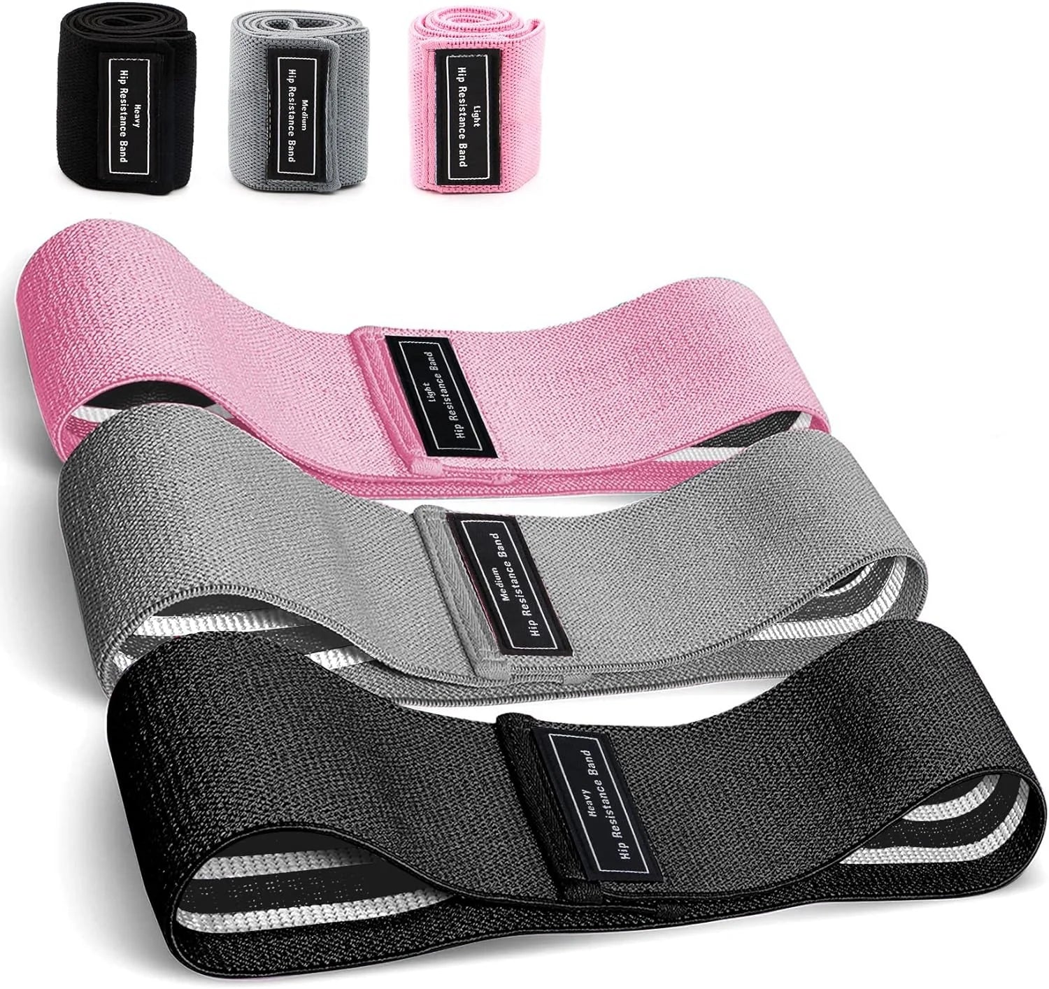 Custom Logo Heavy Resistance Fabric Hip Bands with Latex for Fitness Exercise Training Workout Home Yoga Gym Body Building S/M/L