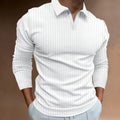 RNSHANGER Men's Long Sleeve T Shirt European American Trade Autumn Fitness Business Stand Collar Sleeve Stripe Shirt