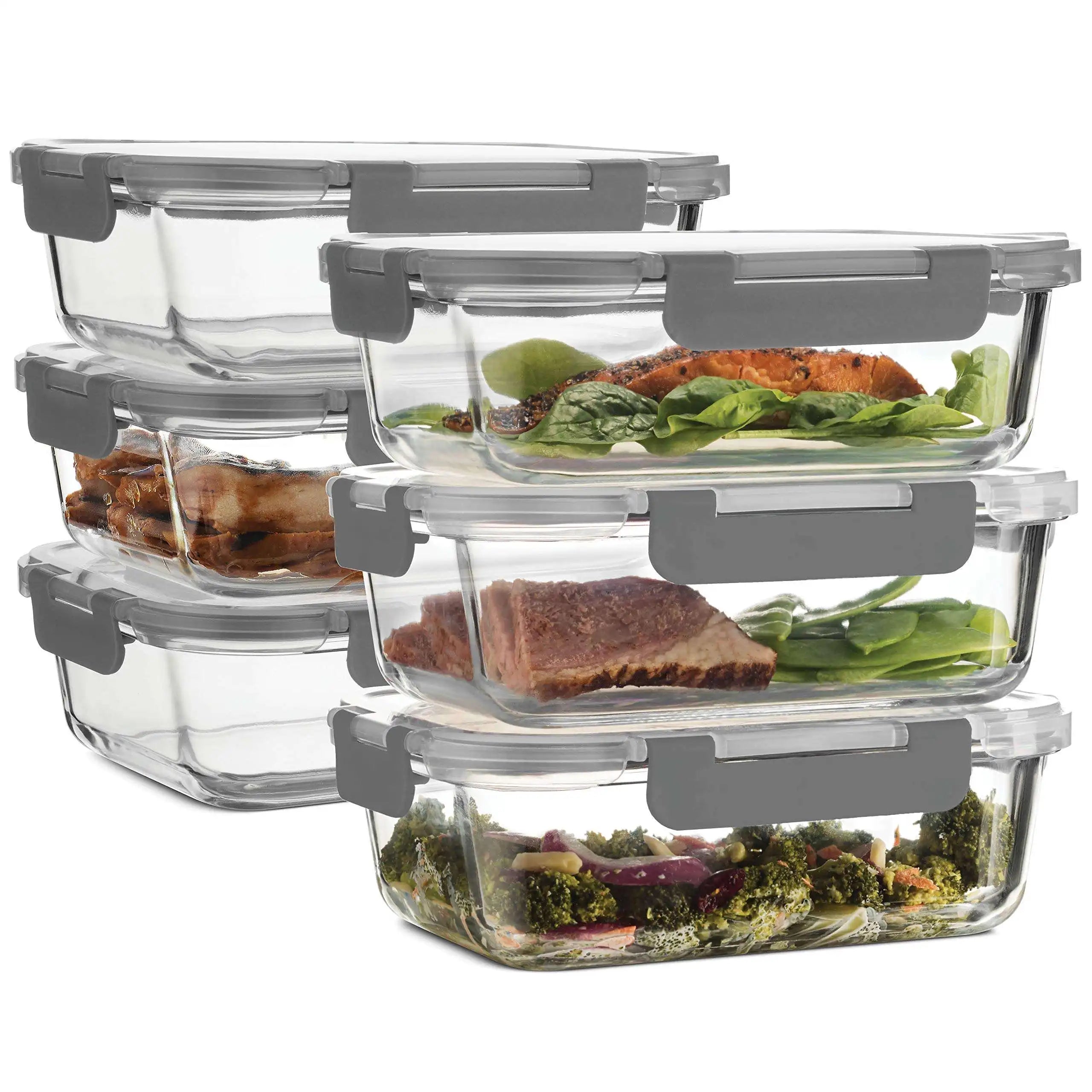 Leakproof Heatable Lunch Box Kitchen Storage Containers Borosilicate Food Glass Storage Container Set With Airtight Lid