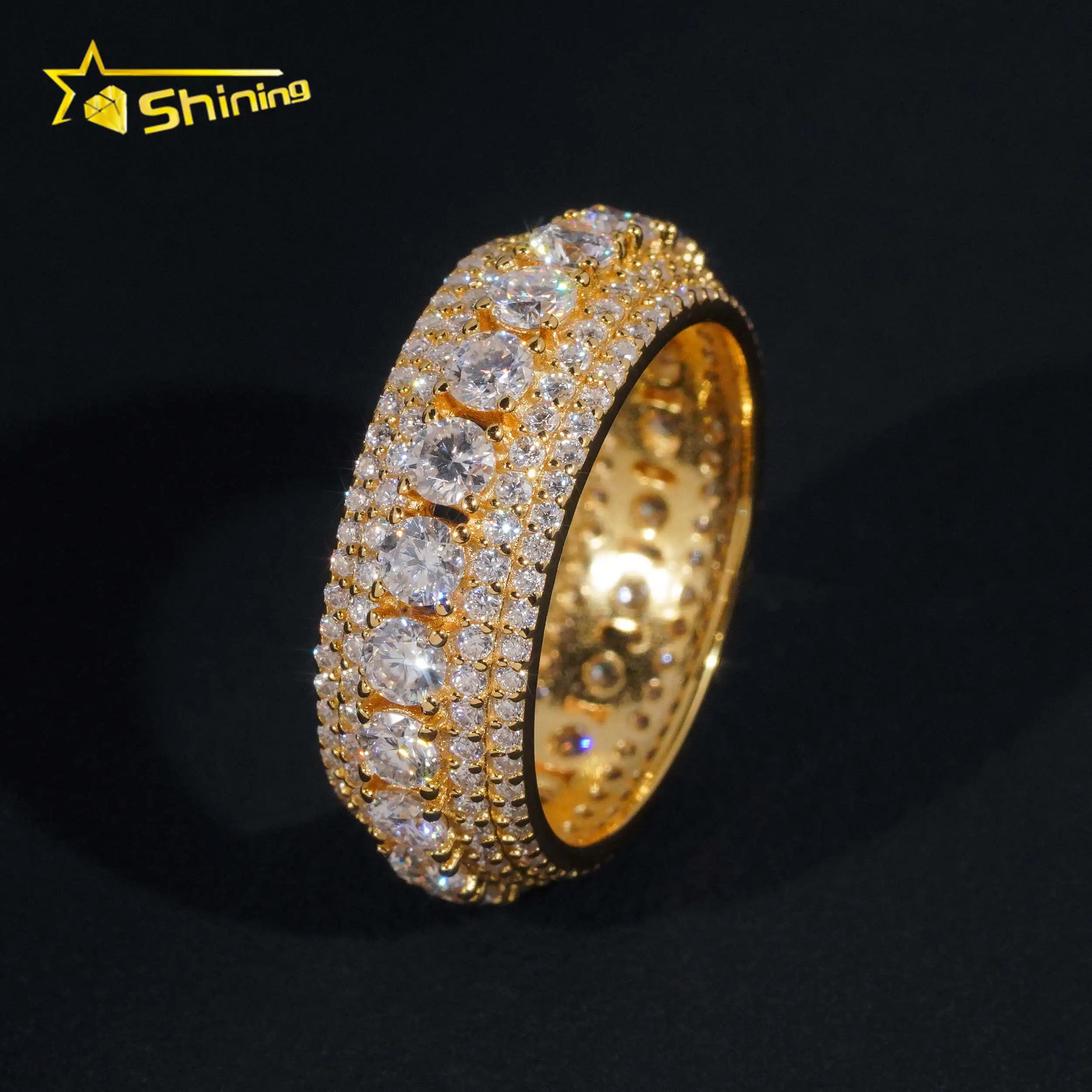 925 Sterling Silver Moissanite Jewelry Iced Out Hip Hop Men Full Diamond Ring Custom Fashion Moissanite Ring