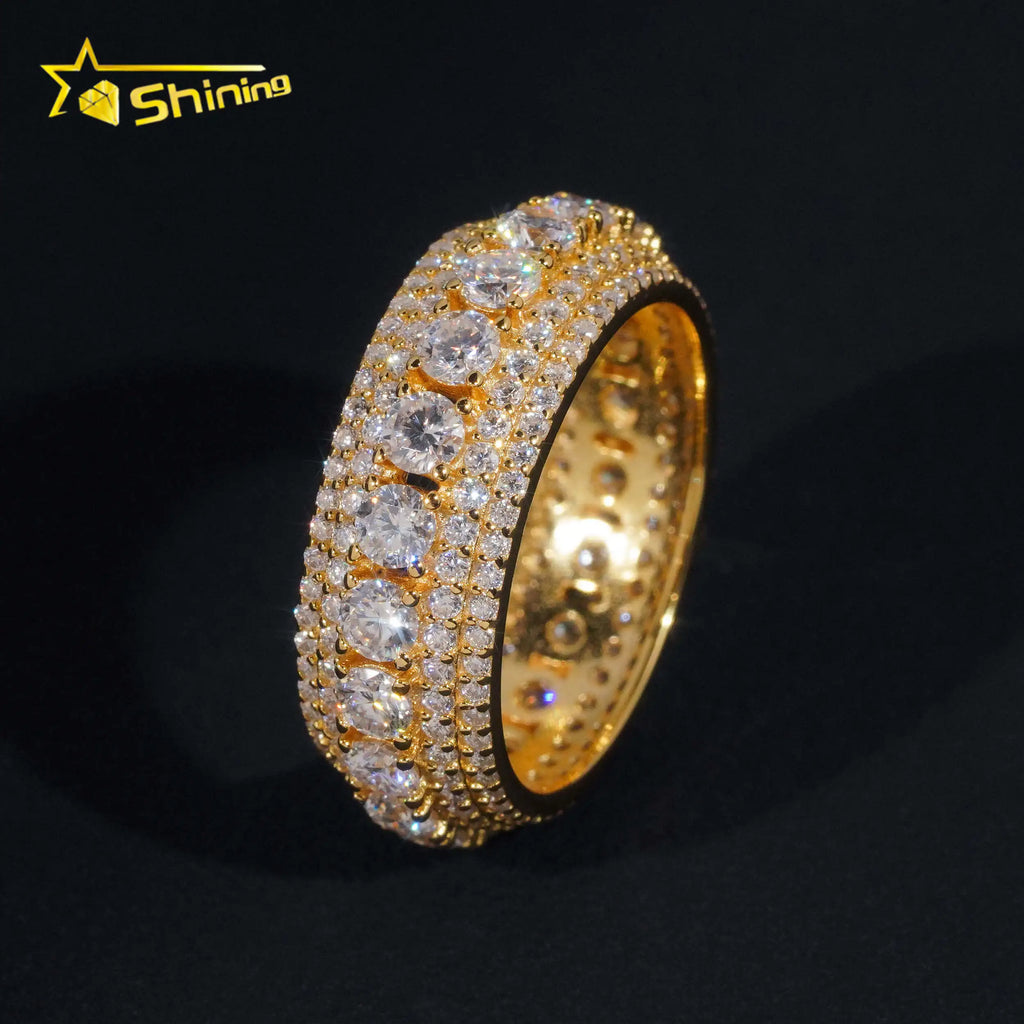 925 Sterling Silver Moissanite Jewelry Iced Out Hip Hop Men Full Diamond Ring Custom Fashion Moissanite Ring