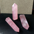 Natural Rose Quartz Healing Crystal Hexagonal Columns Single-Pointed Wands Polished Tumbled Tower Stone