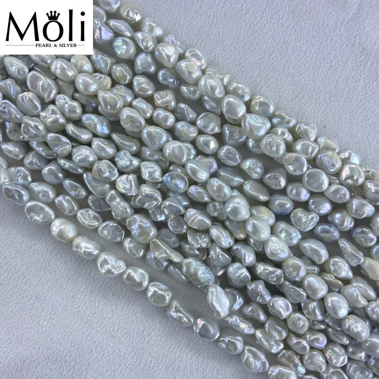 Classic Size 9-10mm White Color Natural Keshi Pearl Strand for Pearl Necklace DIY Jewelry Wholesale