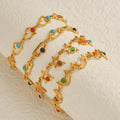 Wholesale Retro High Sensation Stainless Steel Gold-Plated Bracelet Cross-Border New Color Stone Temperament Fashion Chain Link
