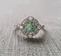 Fine Jewelry 14k White Gold Antique Engagement Round Cut Green Moissanite Diamond Ring