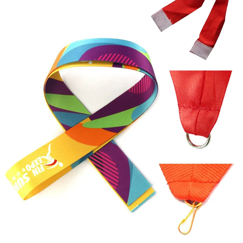 Oem Odm Factory Supplier Polyester Medal Lanyards No Minimum Order Custom Logo Blank Heat Transfer Medal Ribbon Lanyard
