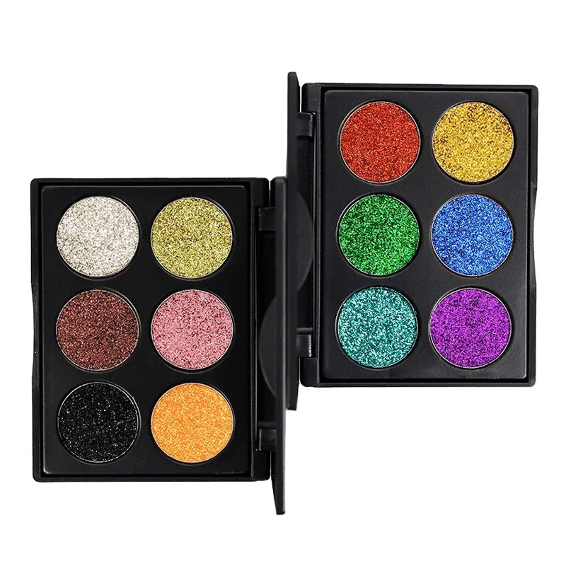 Wholesale Cosmetics 6 Colors Glitter Eyeshadow Private Label  Highlight Cosmetics Eyeshadow Palette