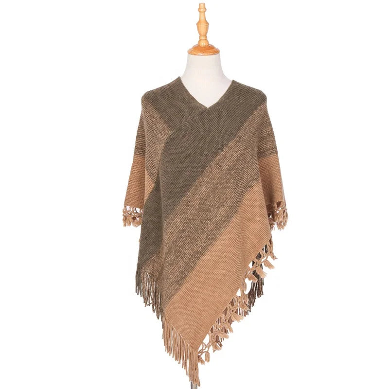MIO Winter New Fashion Lady Elegant Temperament Cardigan Cloak Shawl Sweater Coat