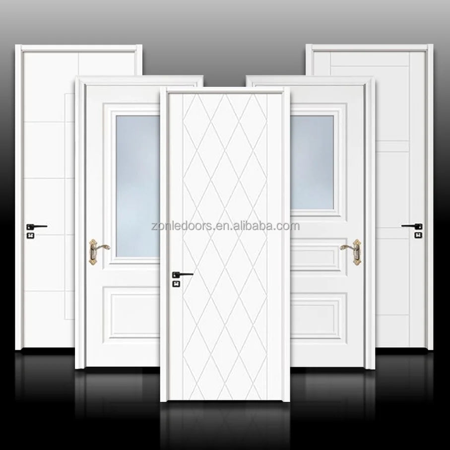 Interior Flat Wooden Partition Swing Doors Entry Living Room Flush Doors Smart Lock Finished Side Opening Soundproof Waterproof