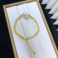 B478 10-11mm 925 Sterling Silver Gold Plated Wholesale Freshwater Pearl Charm Bracelet  Bangle Fancy Jewelry for Women