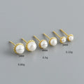 New Fashion 925 Silver Plain Simple Pearl Stud Earrings Jewelry 18K Gold Plated Sterling Silver Stud Earrings for Women