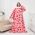 China Factory Customize Sherpa Wearability Blanket With Sleeves Extra Soft Plus Size Sleeved TV Throws Print Blanket for Adult