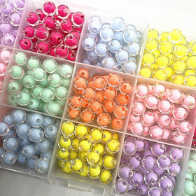 Wholesale Acrylic Inner Colored Beads Transparent Candy-colored Round Loose Beads