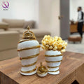 Factory Supply European Electroplated Gold Ceramic Ginger Jar Table Vase With Lid Decoration Light Luxury Porch Decoration