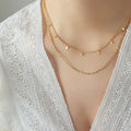 18K Gold Plated Geometric Diamond Shaped Double Layered Chain Titanium Steel Chocker Necklaces