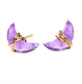Stylish 18K Gold Plated Moon Stud Earrings with ZIRCON for Women Romantic Style Brass Jewelry Rhodium Plated