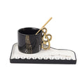 200ml Creative Piano Design Trace Golden Note Shape Nordic Exquisite Mug Handle Ceramic Cup Wtih Saucer