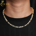 New Original Design 8mm Sun Moon Star Link Chain Prong VVS Moissanite White Gold 925 Silver Mens Jewelry Gift Party Necklace