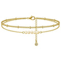 Stainless Steel Plated 18K Gold Non-fading Simple Sexy Double Pearl Bracelet