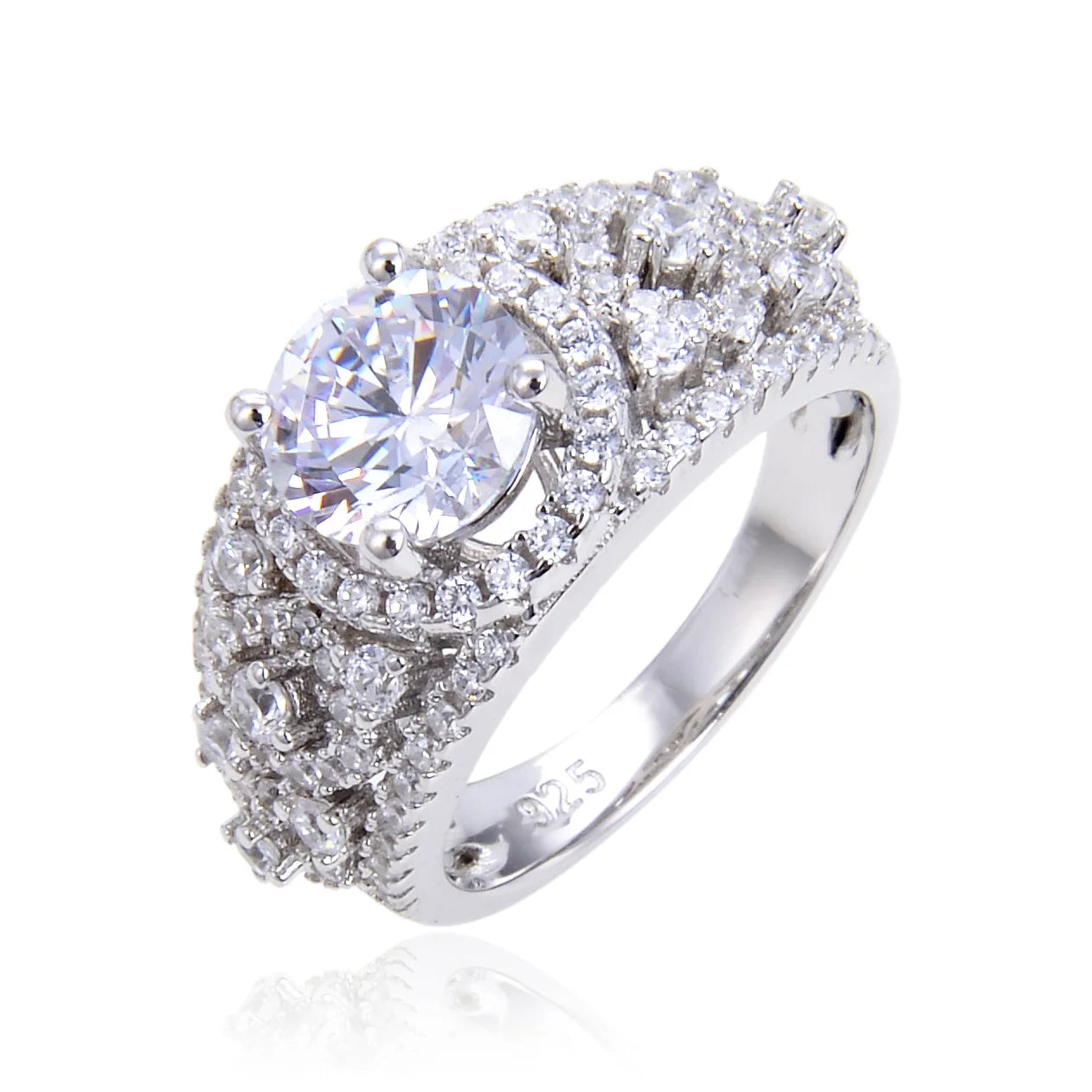 Abiding Wholesale Classic Luxury Gift White CZ Wedding Gemstone 925 Sterling Silver Rings for Women