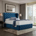 Modern Hotel Bedroom Furniture Double Queen king Size Bed Frame With Standing Tufted Headboard Panel