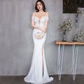 1370# Party Banquet Host Performance Annual New Long Slim-fit Bridesmaid Evening Dress