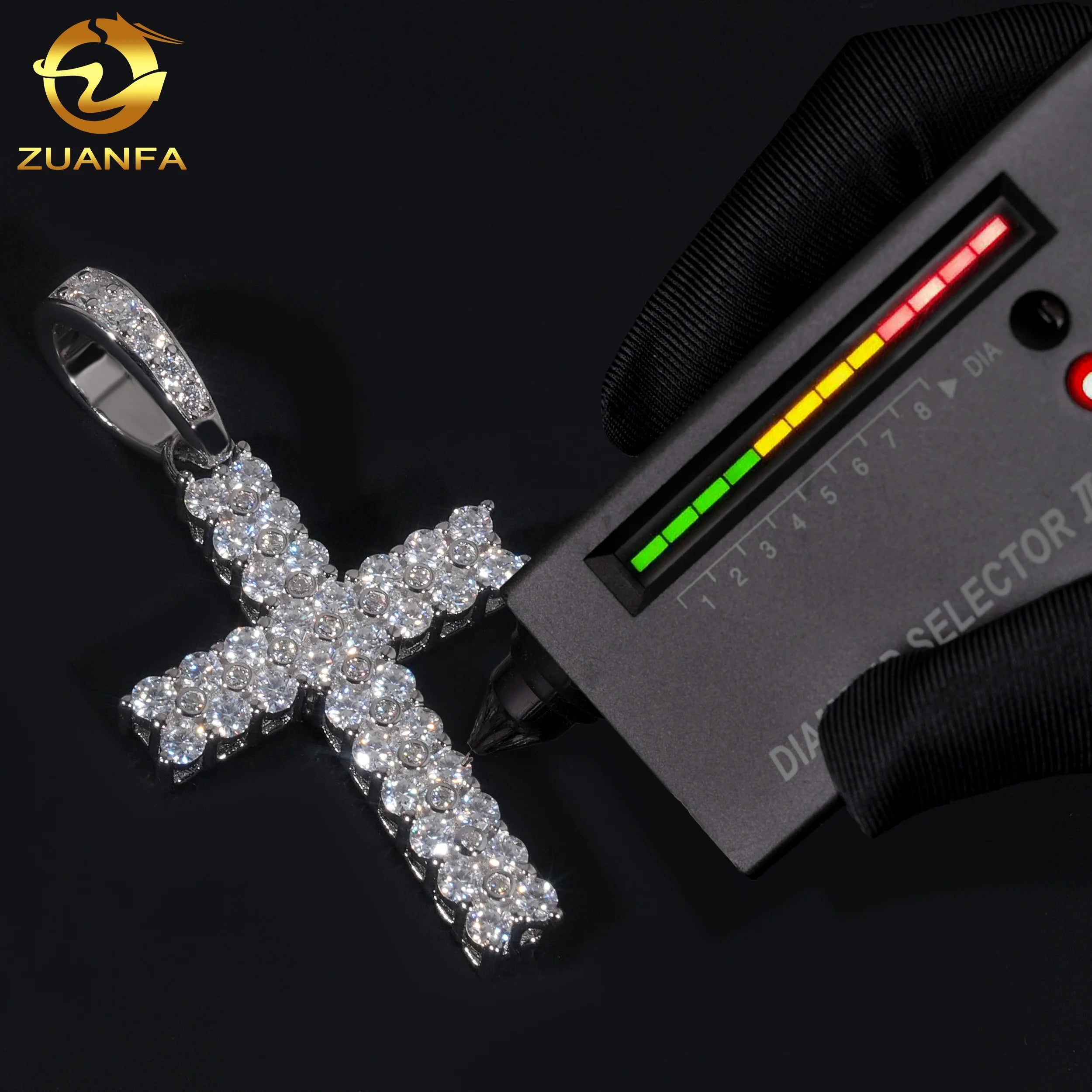 High-end Pass Diamond Tester Hip Hop Style 925 Sterling Silver Iced Out Fancy Shape Moissanite Cross Pendants