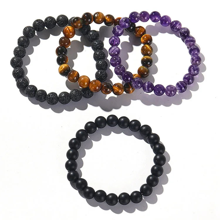 G1992 Volcanic Stone Black Frosted Beaded Bracelet Jewelry Tiger Eye Dream Crystal Amethyst Bracelet