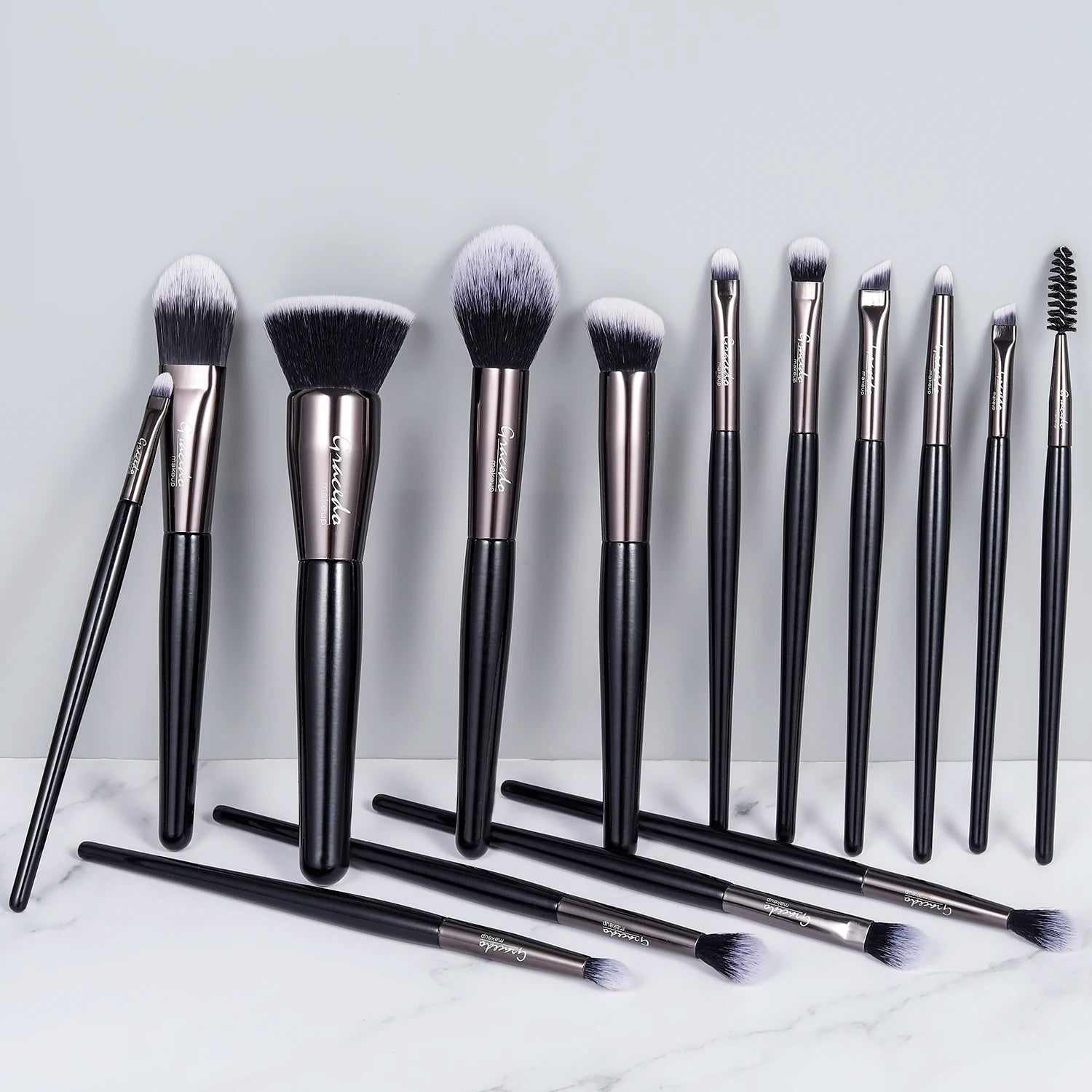 GRACEDO GR139 RTS Professional 15-Piece Synthetic Hair Wood Handle Luxury Makeup Brush Set for Face Shaving Brush Low MOQ 1 Set