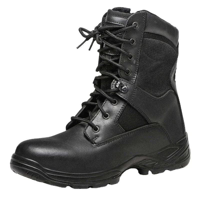 High Ankle Black Leather Outsole Outdoor Training Tactical Boots Jungle Safety Shoes With Steel Toe