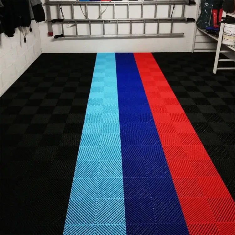 Modular Floor Tiles Anti Slip PP PVC Plastic Flooring Mats Interlocking Garage Floor Tile for Car Detailing Shop Workshop Garage