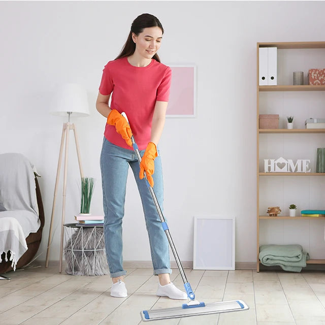 Best Selling Microfiber Flat Mop Wet or Dry Use with Swivel Handle for Home Floor Cleaning Spin Mop with Metal Mop Head