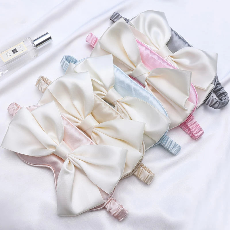 Soft Breathable Sleep Mask Light Weight Night Sleep Blinfolds Travel Blackout Bowknot Sleep Eyeshade Sweet Fashion