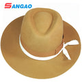 Wholesale Brown Wool Cashmere Adjustable Cowboy Hat 100%wool Fedora for Women or Man or Boy in Outdoor