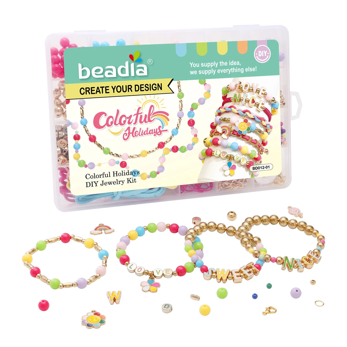 BD012 Mix Colorful Beads Set 865Pcs/Box Acrylic Round Bead Different Gold CCB Beads Kit for DIY Jewelry Bracelet Necklace Making