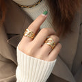 High Quality Unique Design Titanium 316L Stainless Steel Chain Pattern Ring for Women Jewelry