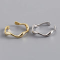 Wholesale Fashion Jewelry 925 Sterling Silver Plain Simple Wave Form Gold Plated Opening Ring Jewelry for Women