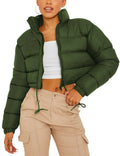 Women's Short Printed Woven Polyester Down Coat-Thick Casual Winter Warmth