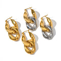 INS Designs Fashion 18K Gold Plated Stainless Steel Thick Chain Shape Stud Earrings for Women Girls 2023 New Earring Jewelry