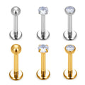 Wholesale 10pcs ASTM F136 Titanium Body Piercing Jewelry 16G 18G 20G Push Nose Stud CZ Inlay Labret Ear Stud Wedding Engagement