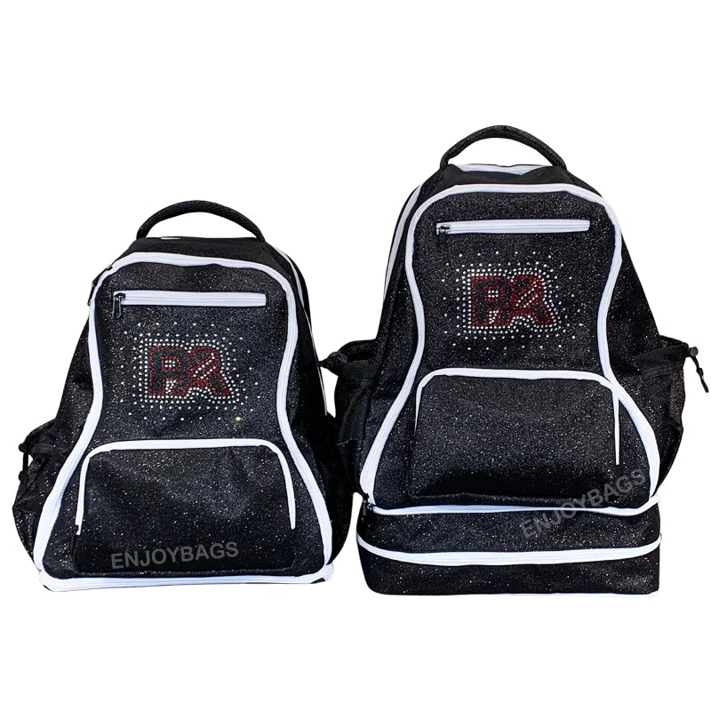 Sparkle Cheer Backpack for Different Age Girls Cheer and Dance Backpack Black Cheerlead Bag With Rhinestones Logo