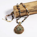 Fashion Boho Women Jewelry Chip Tourmaline Rhinestone Pava Ball Hematite Beads Necklace Iron Tourmaline Drop Pendant Necklace