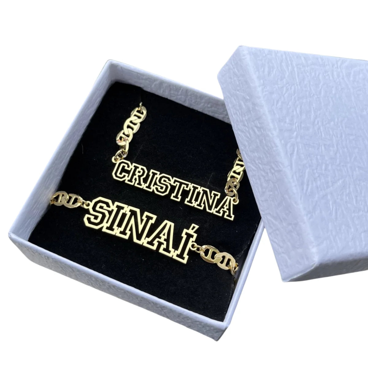 QIUHAN Customized Initial Letter Nameplate Bracelet Thicker Chain Gold Custom Name Necklace Jewelry Set