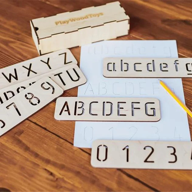 Wooden Montessori Learning Skills and Fine Motor Development Trace Letters and Numbers for Preschoolers