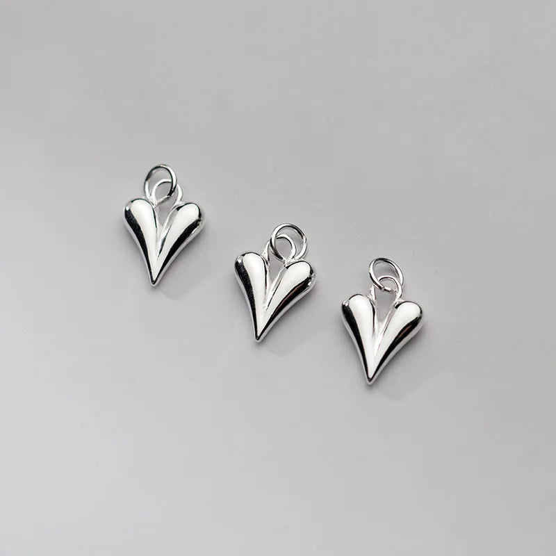 925 Sterling Silver Heart Charm Mini Silver Peach Heart Charms for Jewelry Making Supplies 12.3*9mm
