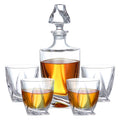 Fathers Day Bar Glassware Twist Crystal Whisky Bottle Italian Crafted Glass Whiskey Decanter Set with 4 Old Fashioned Glasses