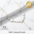 Real Freshwater Pearl Smile Necklace Plum Blossom Baroque & 3-4mm Near Round White Pearl Jewelry Fast Shipping MOQ 1 Piece