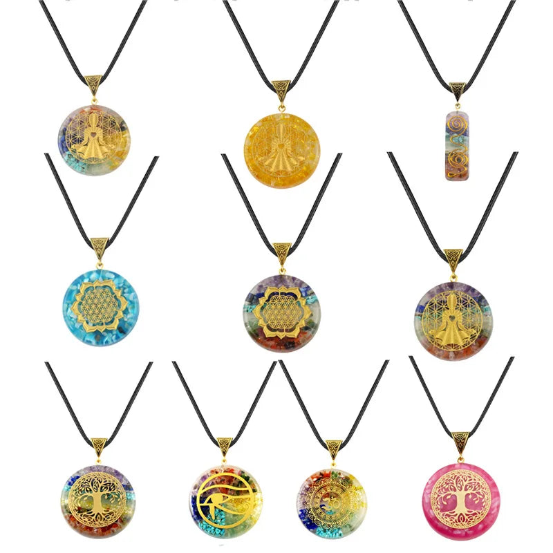 Chakras Organ Energy Stone Healing Crystal Pendant Healing Meditation Necklace Pendant Gemstone Jewelry