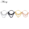Wholesale Stainless Steel Tassel Chain Clicker Nose Septum Ring Segment Daith Helix Hoop Nostril Earring Body Wedding Gift
